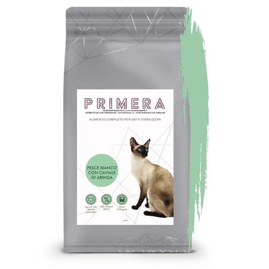 Gatto grain free sterilised pesce bianco e caviale di aringa